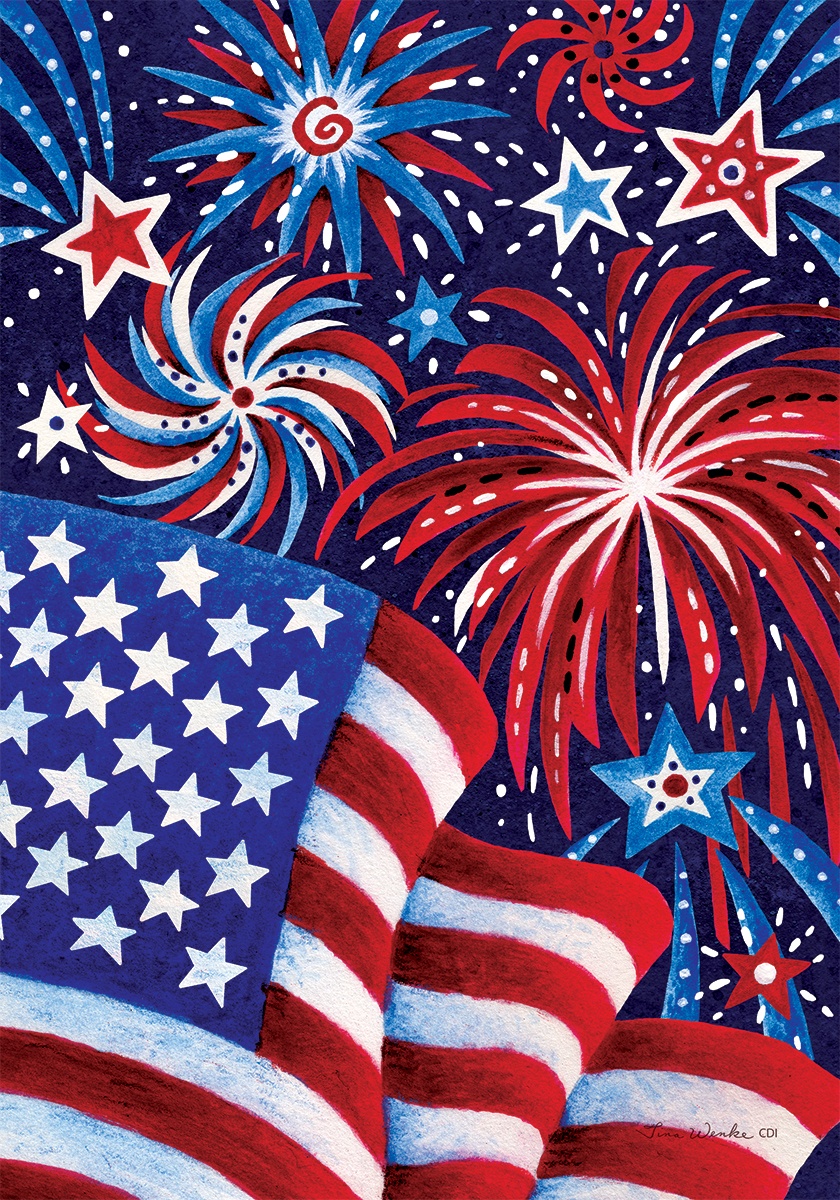 Fireworks & Flag-Flag by Tina Wenke - Custom Decor