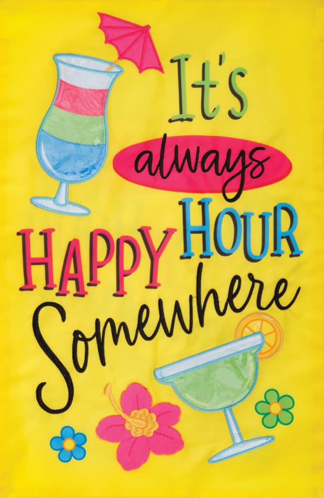 Happy Hour-Applique Flag - Custom Decor