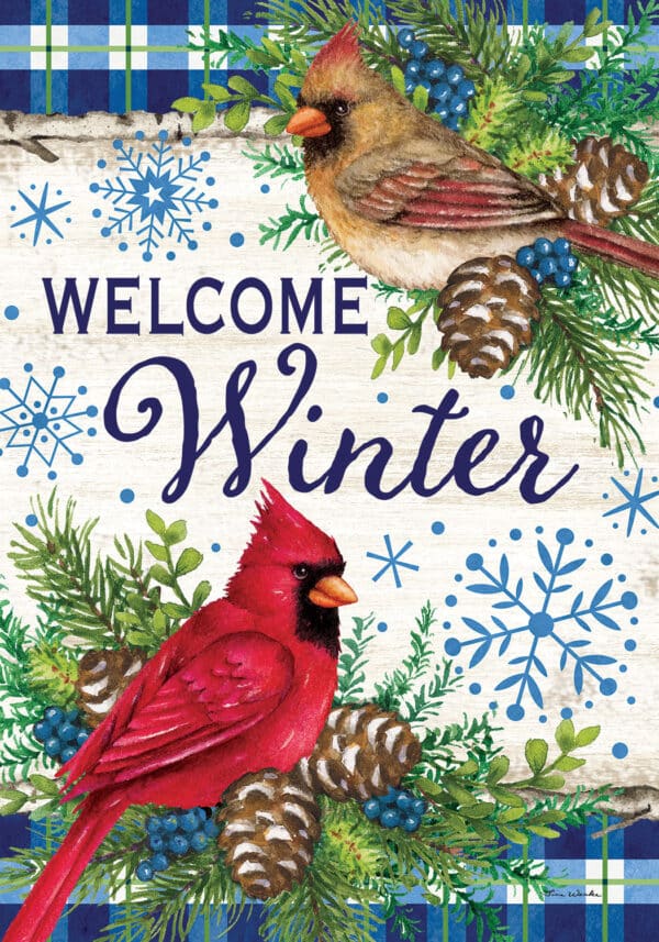 Winter Cardinals-Flag by Tina Wenke™