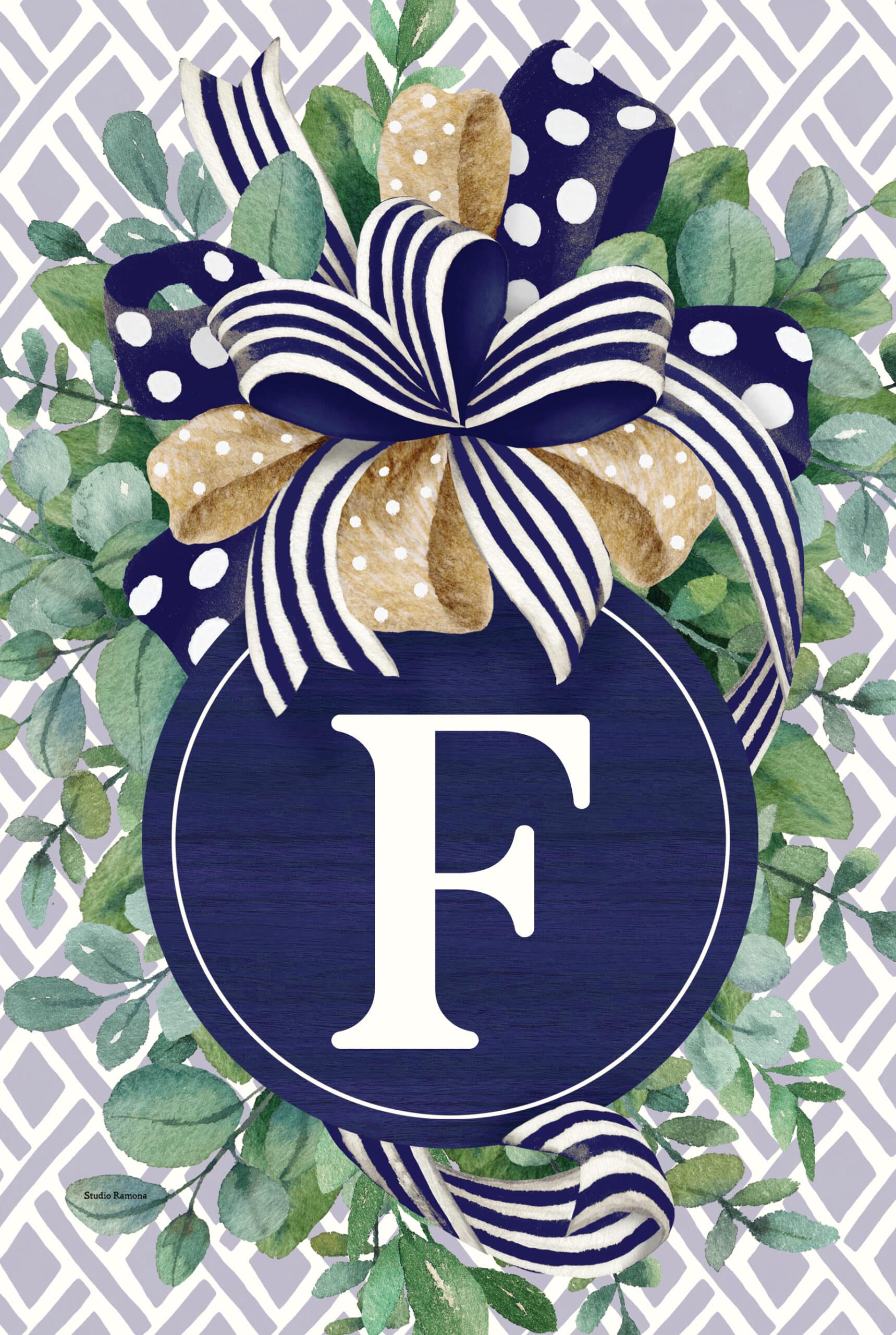 Wind Current-Monogram-Eucalyptus on Navy-F