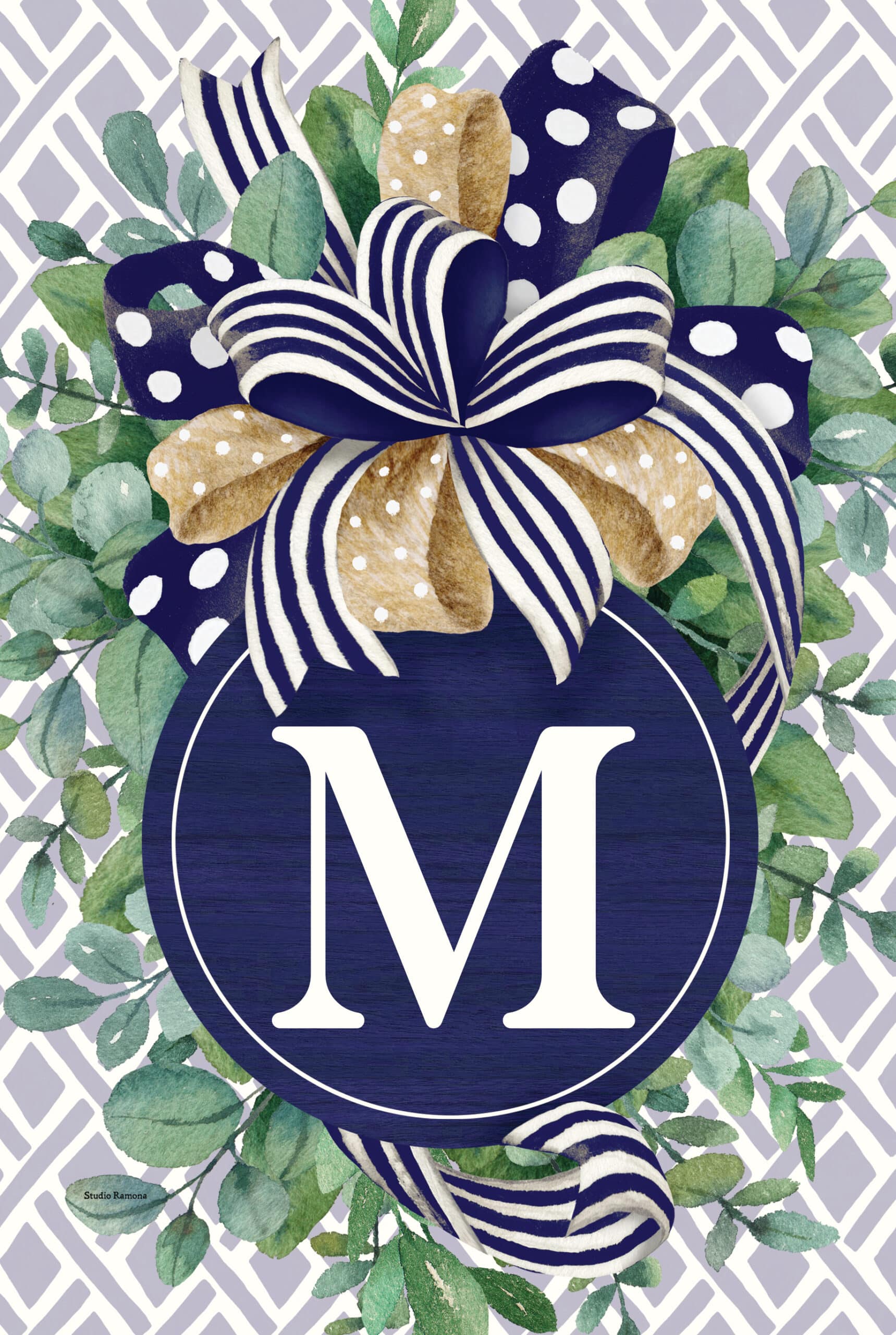 Wind Current-Monogram-Eucalyptus on Navy-M