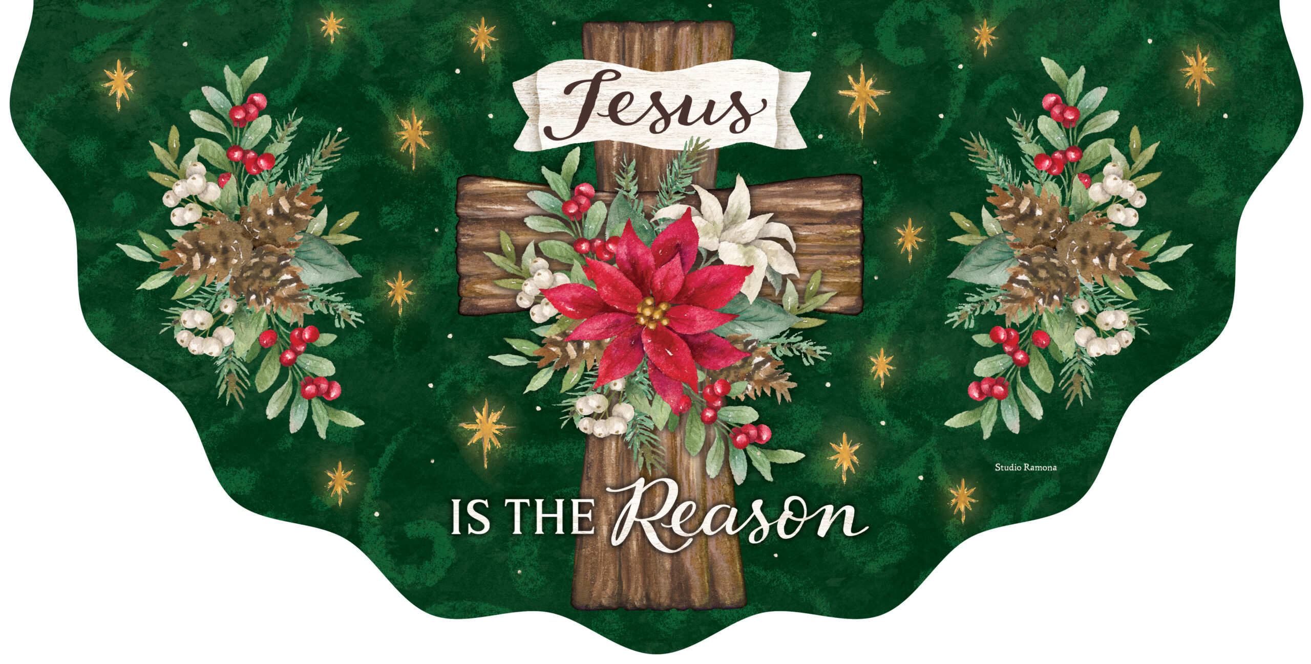 Vinyl Bunting-Poinsettia Cross