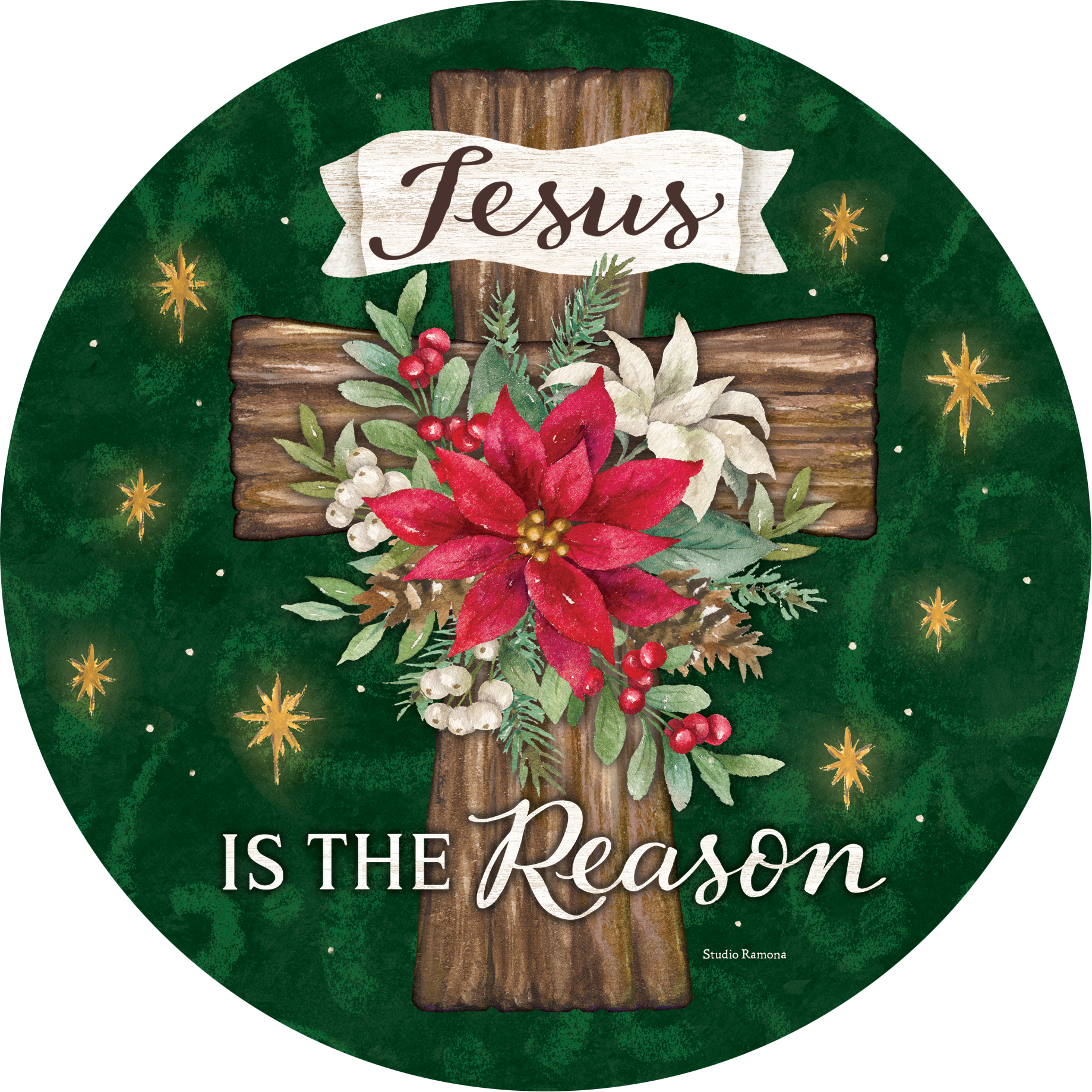 Stepping Stone-Poinsettia Cross