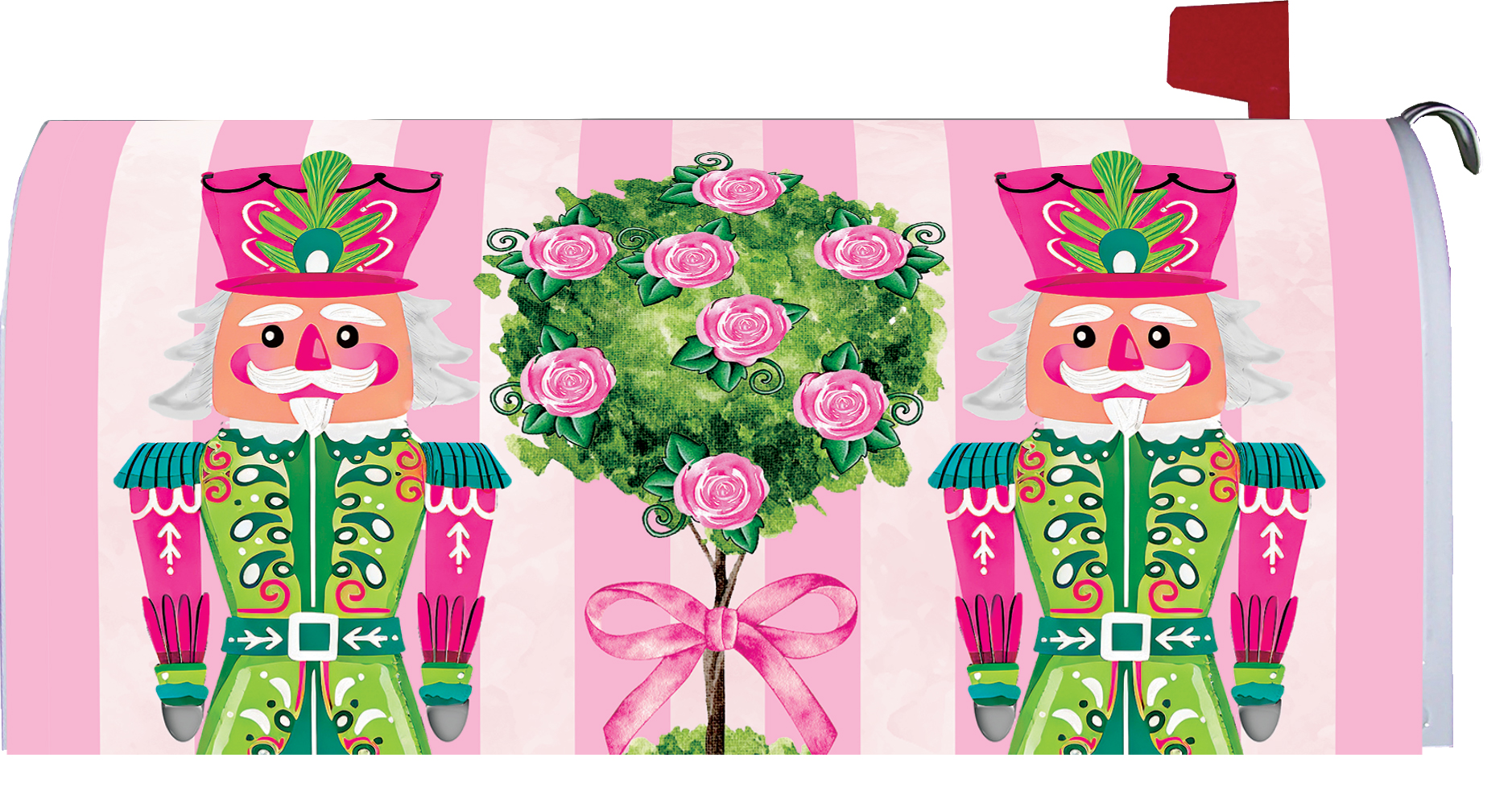 LG Mailbox Makeover-Pink-Green Nutcrackers
