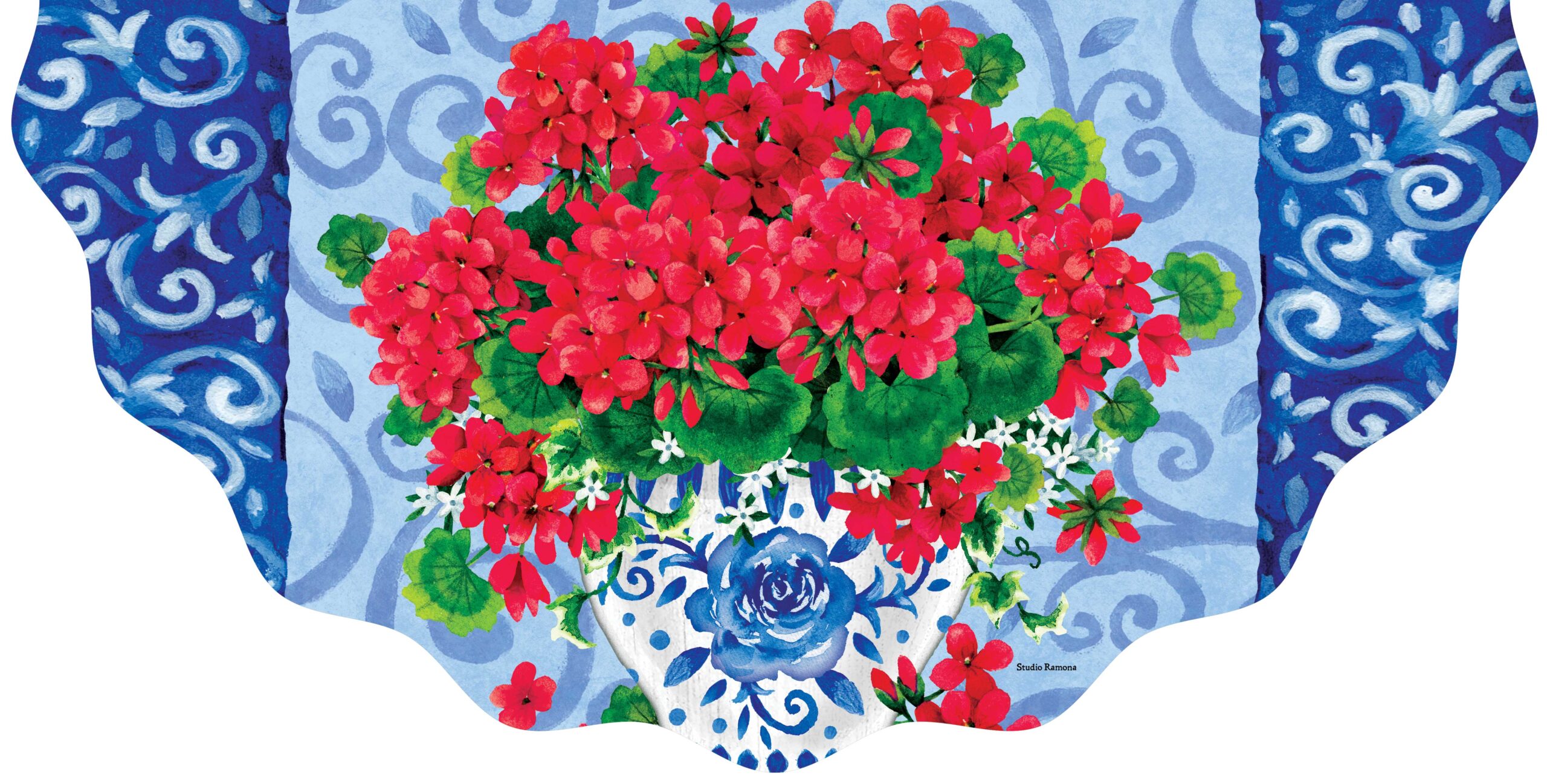 Vinyl Bunting-Chinoiserie Geraniums