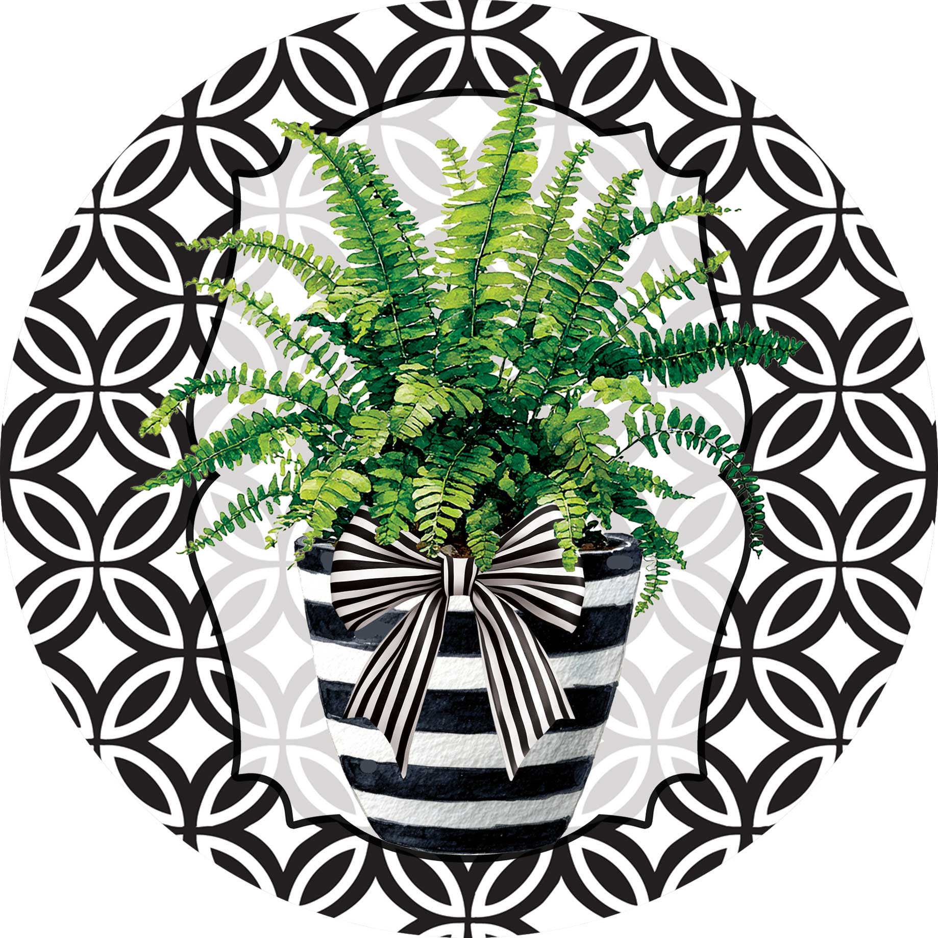 Accent Magnet-Black and White Fern